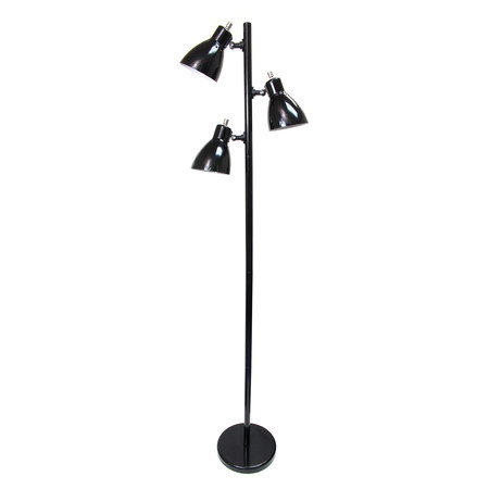 SIMPLE DESIGNS Metal 3-Light Tree Floor Lamp, Black Finish LF2007-BLK